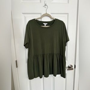 Time & Tru Olive Baby Doll T-shirt